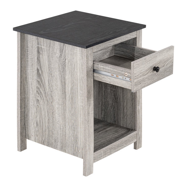 Hokku Designs Dao 2 Tier End Table with Drawer and Storage